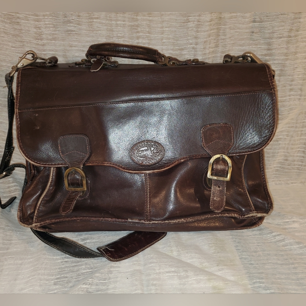 Santa Fe Dilana Vintage  Brown Leather Briefcase Laptop Bag – Distressed